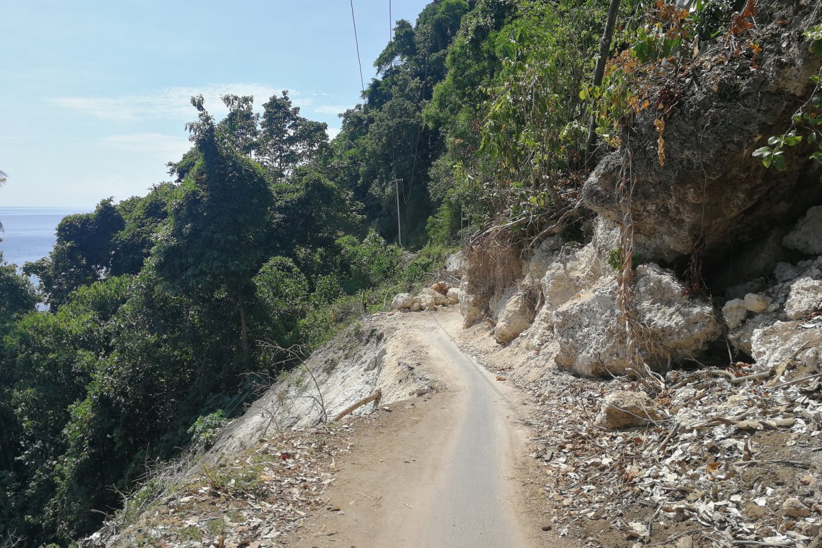 landslide left the road barely passable