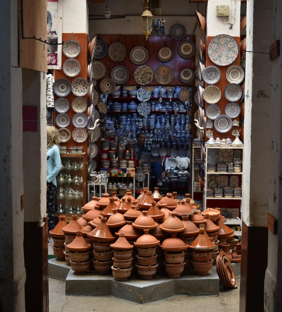 Pottery stall in Fes