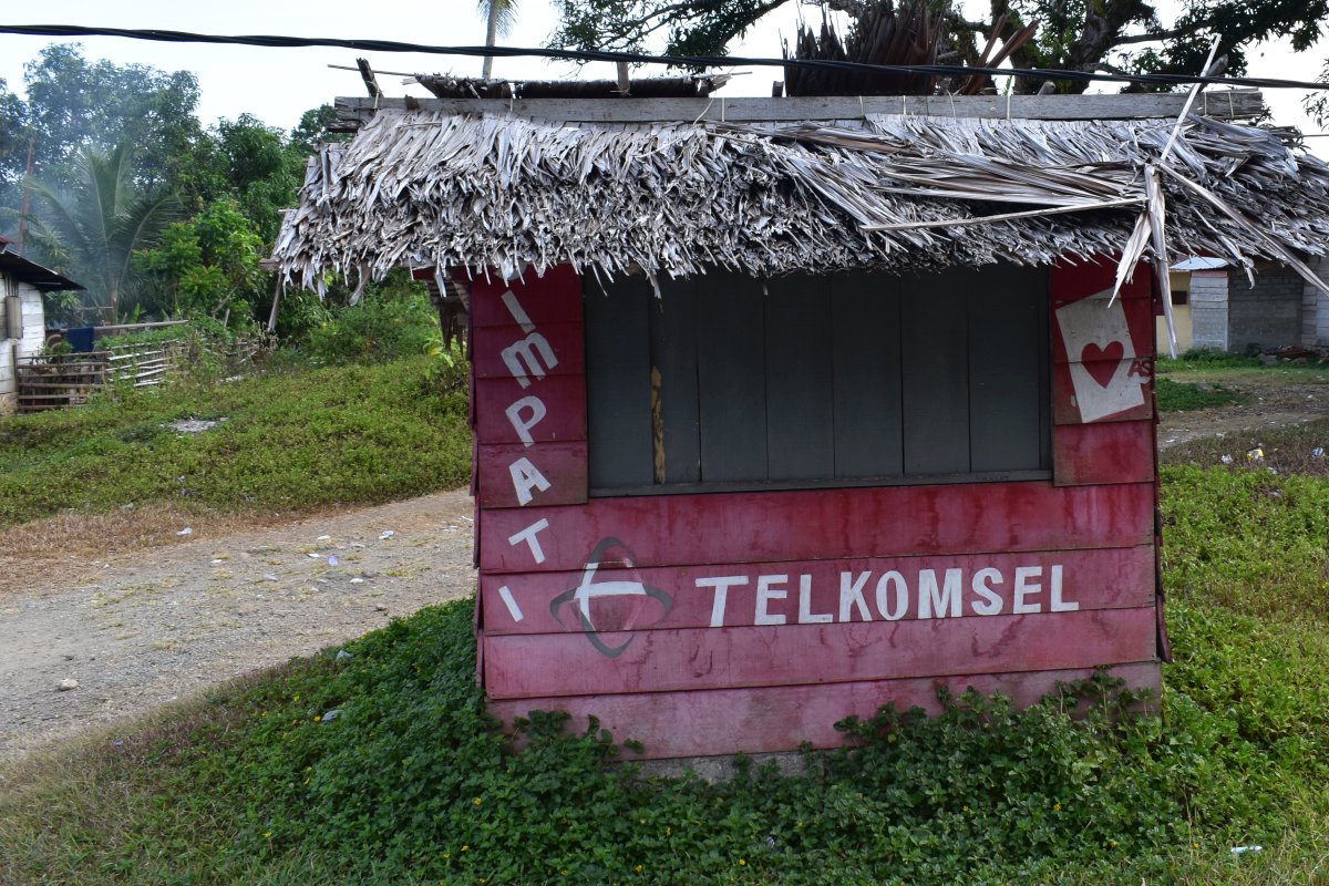 telkomsel stand in a village