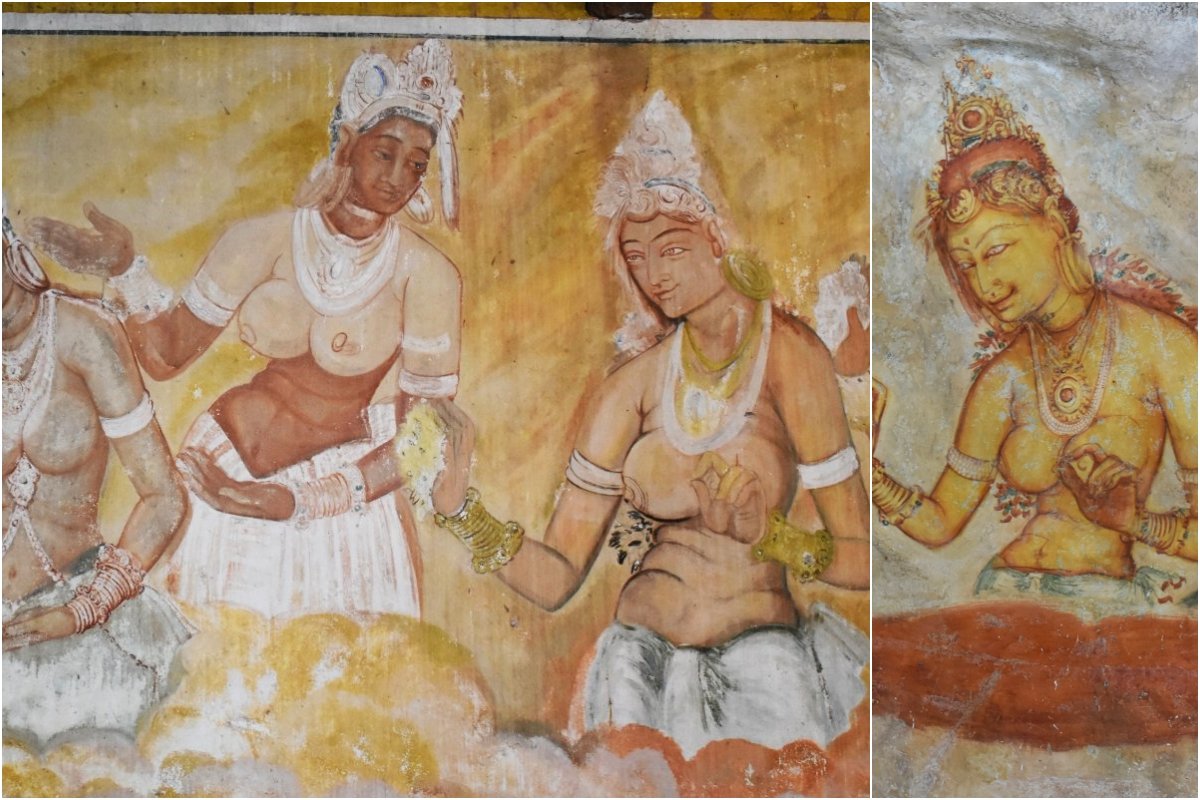 Left: Pidurangala temple decorations | Right: Originals at Sigiriya Fortress