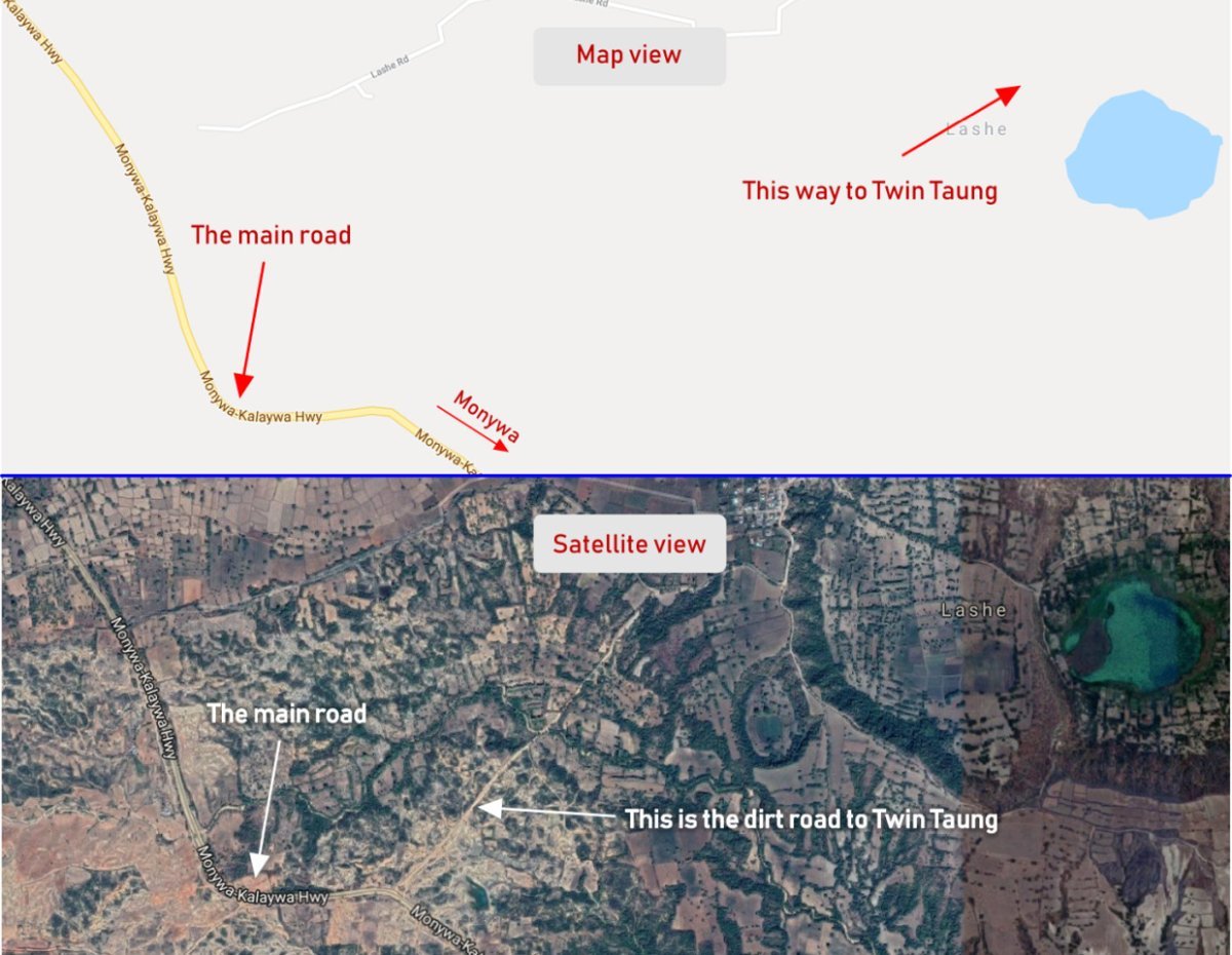 Twin Taung - map view vs satellite view