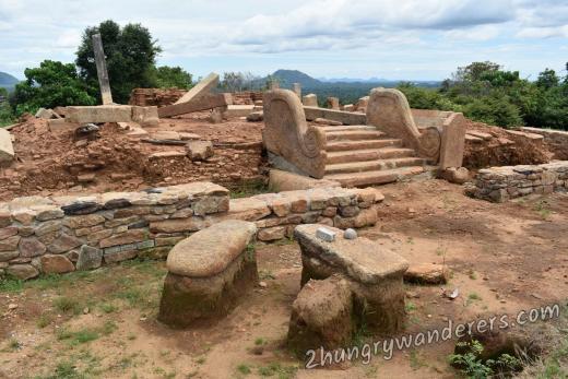 Staircase with balustrades and large stones still in the position they were found