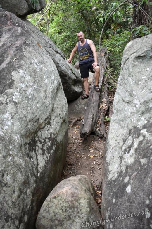 The path around the drip-ledge caves zone is narrow at places